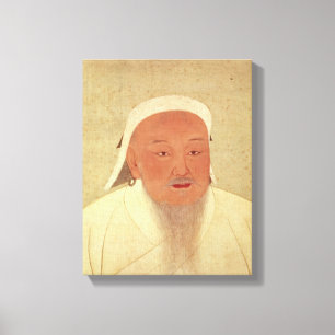 Porträtt av Genghis Khan, Mongol Khan Canvastryck
