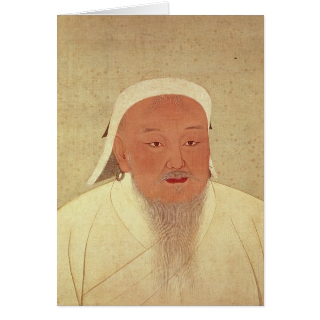 Porträtt av Genghis Khan, Mongol Khan Hälsningskort (Framsidan)