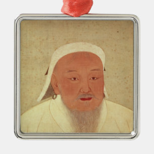 Porträtt av Genghis Khan, Mongol Khan Julgransprydnad Metall