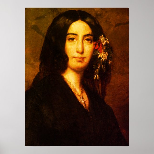 Porträtt av George Sand av Auguste Charpentier Poster (Framsidan)