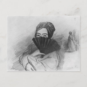 Porträtt av George Sand bakom hennes solfjäder Vykort
