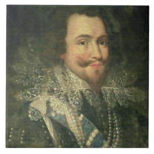 Porträtt av George Villiers, 1st hertig av Kakelplatta