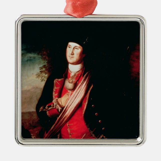 Porträtt av George Washington 1772 Julgransprydnad Metall (Framsidan)