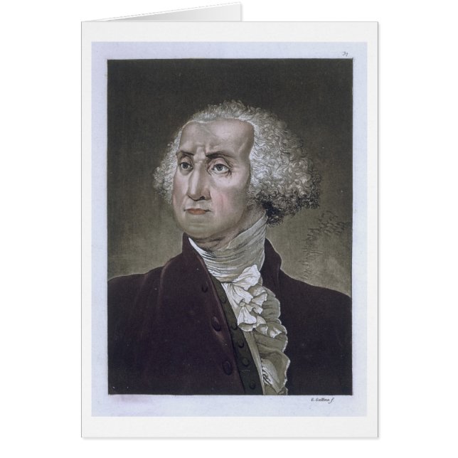 Porträtt av George Washington, från 'Le Kostymera Hälsningskort (Framsidan)