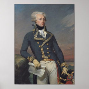 Porträtt av Gilbert Motier som en Lieutenant Poster