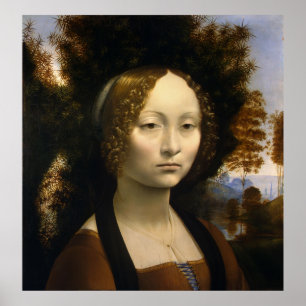 Porträtt av Ginevra de Benci av Leonardo da Vinci Poster