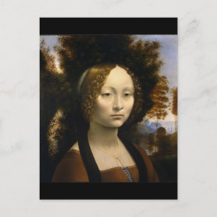 Porträtt av Ginevra de' Benci av Leonardo da Vinci Vykort
