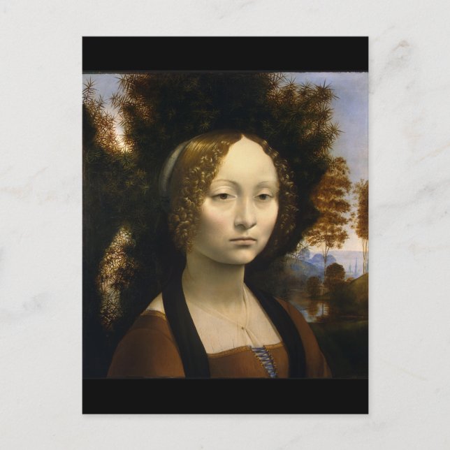 Porträtt av Ginevra de' Benci av Leonardo da Vinci Vykort (Framsida)