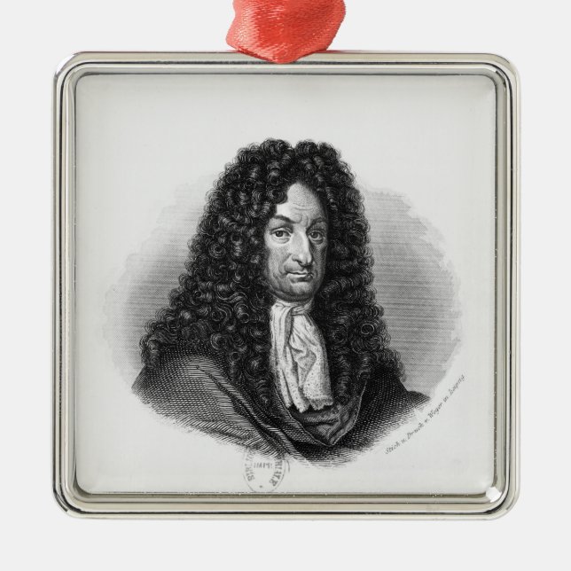 Porträtt av Gottfried Wilhelm Baron de Leibniz Julgransprydnad Metall (Framsidan)