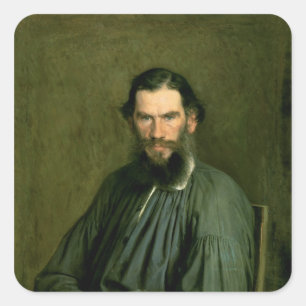Porträtt av greve Lev Nikolaevich Tolstoy 1873 Fyrkantigt Klistermärke