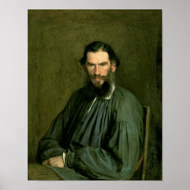 Porträtt av greve Lev Nikolaevich Tolstoy 1873 Poster (Framsidan)