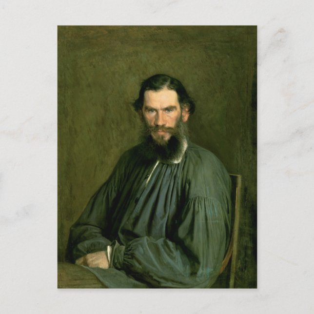 Porträtt av greve Lev Nikolaevich Tolstoy 1873 Vykort (Framsida)