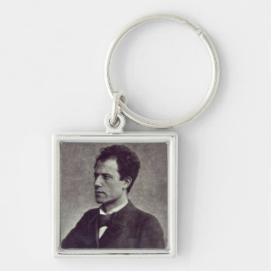 Porträtt av Gustav Mahler, 1897 Fyrkantig Silverfärgad Nyckelring