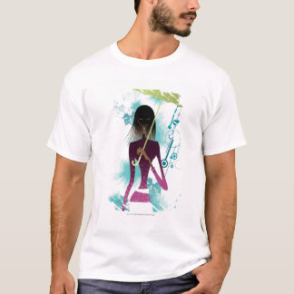 Porträtt av handväskan och paraplyet för ung tee shirt