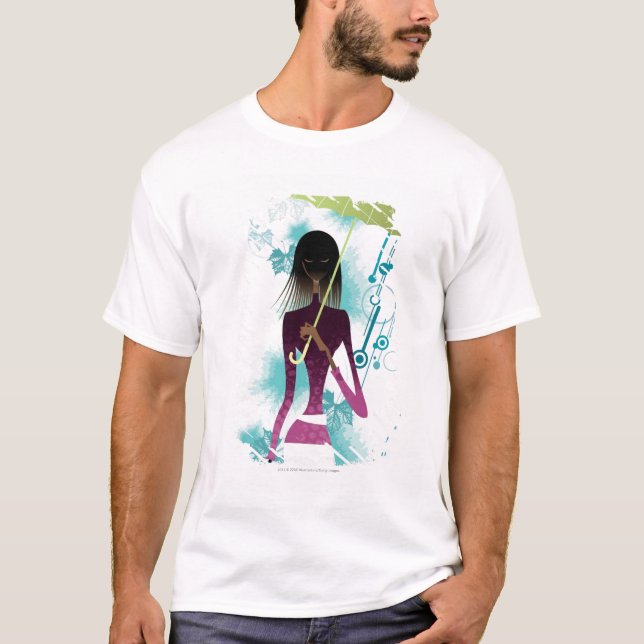 Porträtt av handväskan och paraplyet för ung tee shirt (Framsida)