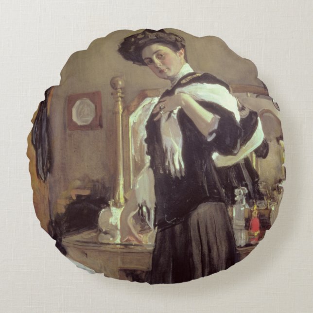 Porträtt av Henrietta Hirshmann, 1907 Rund Kudde (Framsidan)