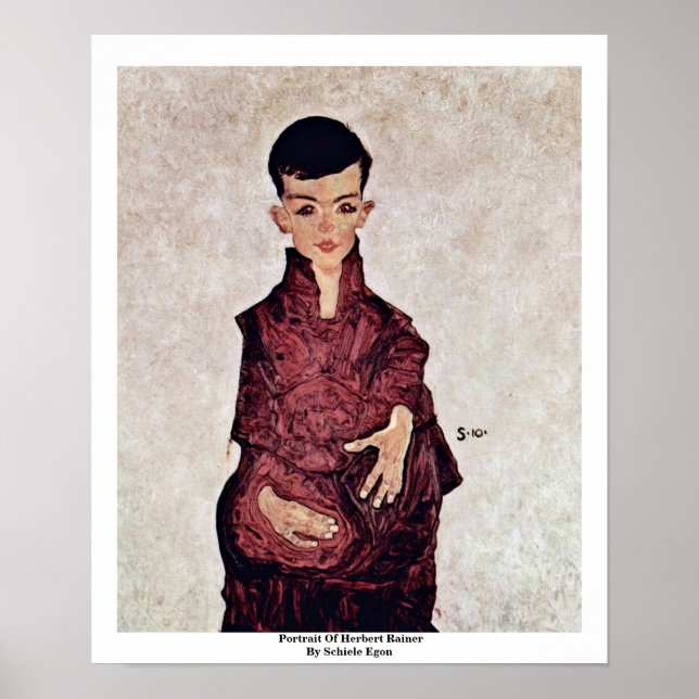 Porträtt av Herbert Rainer från Schiele Egon Poster (Framsidan)