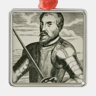 Porträtt av Hernando de Soto Julgransprydnad Metall