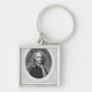 Porträtt av herr Isaac Newton Fyrkantig Silverfärgad Nyckelring