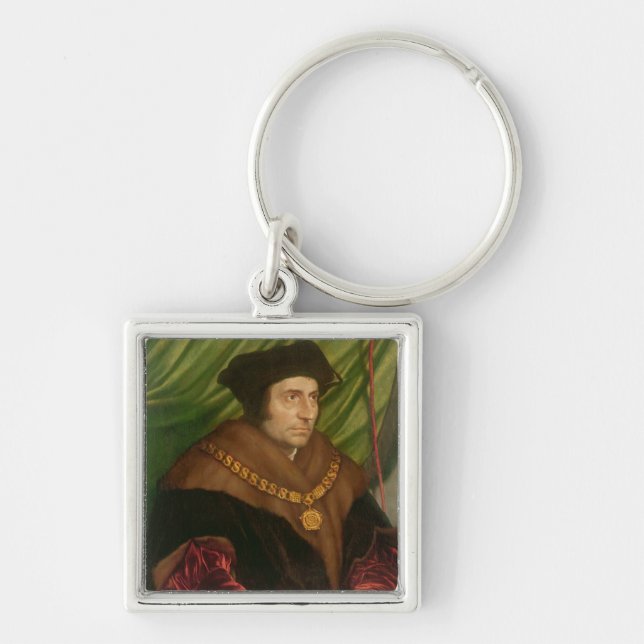 Porträtt av herr Thomas mer Fyrkantig Silverfärgad Nyckelring (Framsidan)