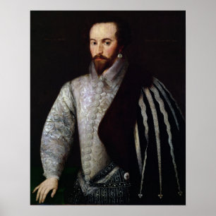 Porträtt av herr Walter Raleigh 1588 Poster
