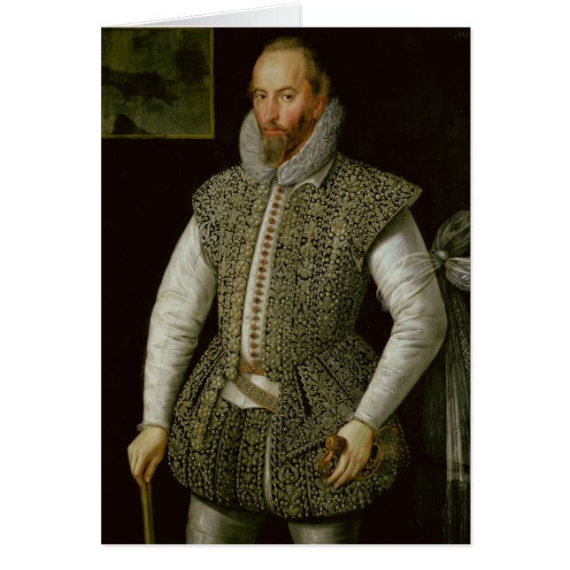 Porträtt av herr Walter Raleigh, 1598 Hälsningskort (Framsidan)
