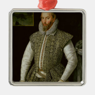 Porträtt av herr Walter Raleigh, 1598 Julgransprydnad Metall
