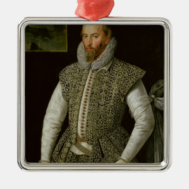 Porträtt av herr Walter Raleigh, 1598 Julgransprydnad Metall (Framsidan)