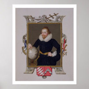 Porträtt av herr Walter Raleigh (c.1552-1618) från Poster