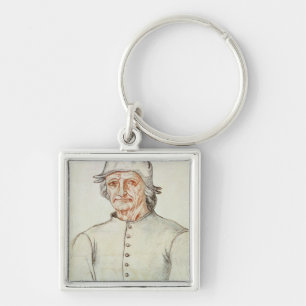 Porträtt av Hieronymus Bosch Fyrkantig Silverfärgad Nyckelring