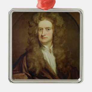 Porträtt av Isaac Newton 1702 Julgransprydnad Metall