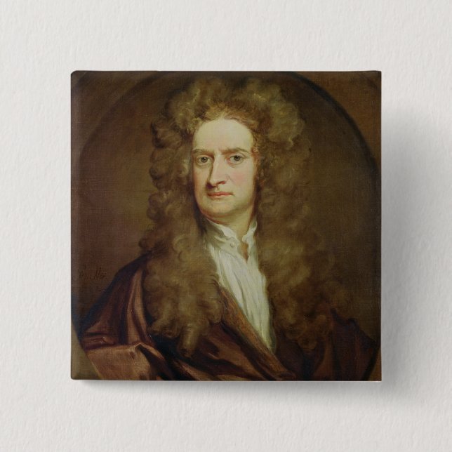 Porträtt av Isaac Newton 1702 Knapp (Framsida)