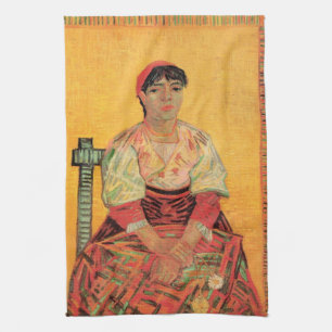 Porträtt av italiensk kvinna av Vincent van Gogh Kökshandduk
