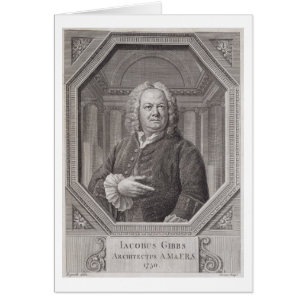 Porträtt av James Gibbs (1682-1754) från Hälsningskort