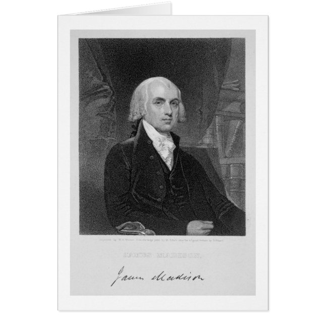 Porträtt av James Madison, graverad av William A. Hälsningskort (Framsidan)