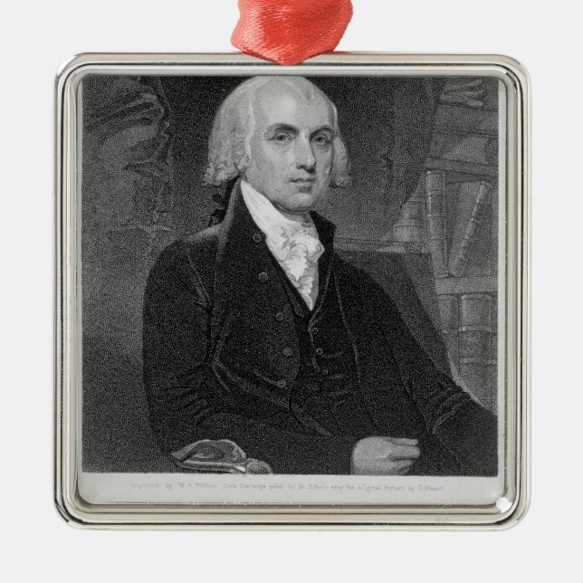 Porträtt av James Madison som inristas av William Julgransprydnad Metall (Framsidan)