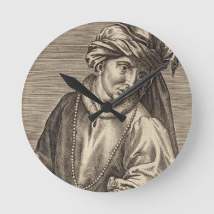 Porträtt av Jan skåpbil Eyck (c.1390-1441) Rund Klocka