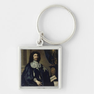 Porträtt av Jean-Baptiste Colbert de Torcy 1666 Fyrkantig Silverfärgad Nyckelring