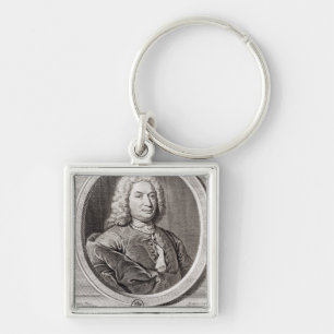 Porträtt av Jean Bernoulli som by inristas Fyrkantig Silverfärgad Nyckelring