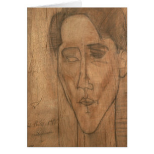 Porträtt av Jean Cocteau (1889-1963) 1917 (rita Hälsningskort