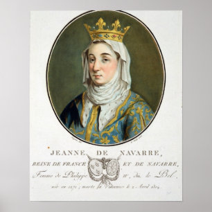 Porträtt av Jeanne de Navarre (1271-1304), 1788 ( Poster