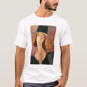 Porträtt av Jeanne Hebuterne i en stor hatt Tee Shirt