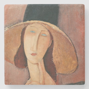Porträtt av Jeanne Hebuterne i en stor hatt Underlägg Sten
