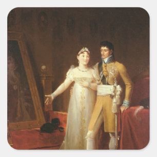 Porträtt av Jerome Bonaparte och hans fru Fyrkantigt Klistermärke
