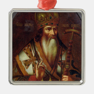 Porträtt av Joachim, patriark av Moscow Julgransprydnad Metall