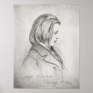 Porträtt av Johanes Brahms åldrades tjugo, 1853 Poster