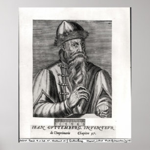 Porträtt av Johannes Gutenberg Poster
