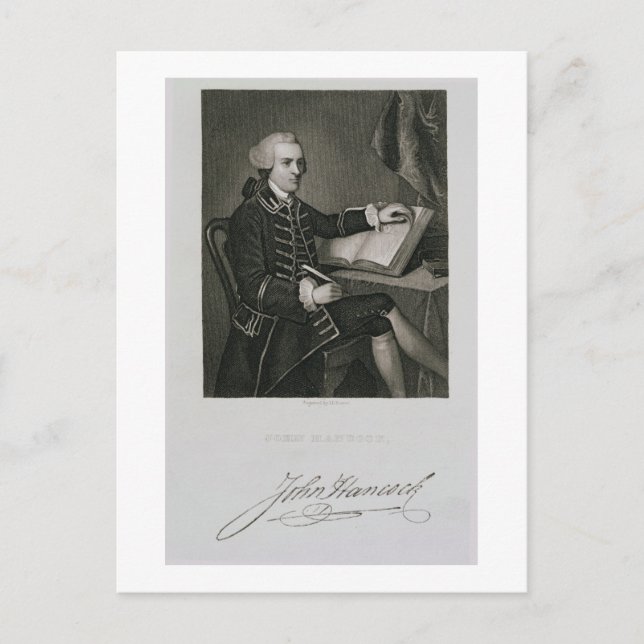 Porträtt av John Hancock, graverad av John B. for Vykort (Framsida)