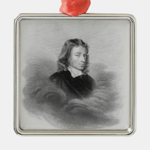Porträtt av John Milton (1608-74) som inristas av Julgransprydnad Metall