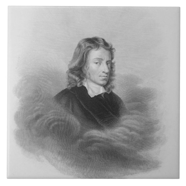 Porträtt av John Milton (1608-74) som inristas av Kakelplatta (Framsidan)